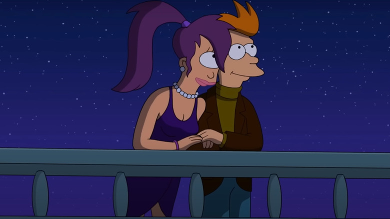 Leela and Fry looing at sky
