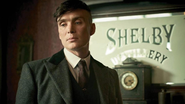 Cillian Murphy's Tommy Shelby looking thoughtful on Peaky Blinders