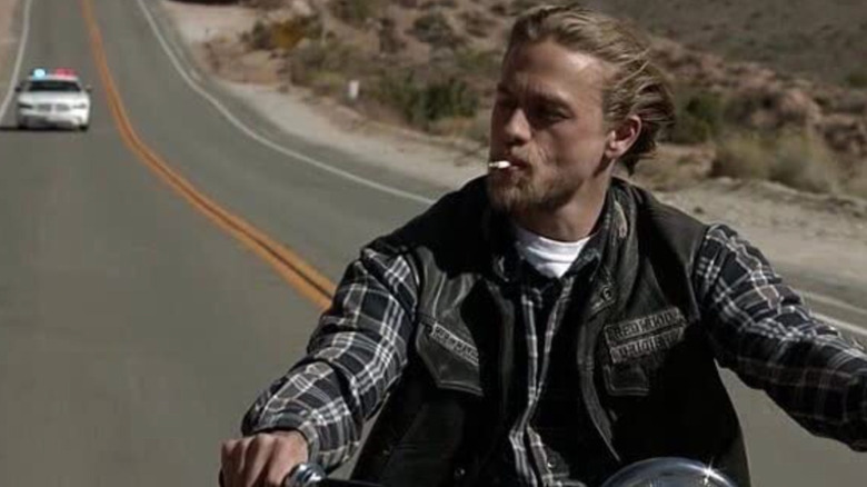 Jax Teller smoking on motorcycle Sons of Anarchy