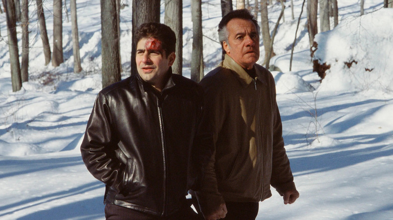 Christopher and Paulie walking in snow The Sopranos