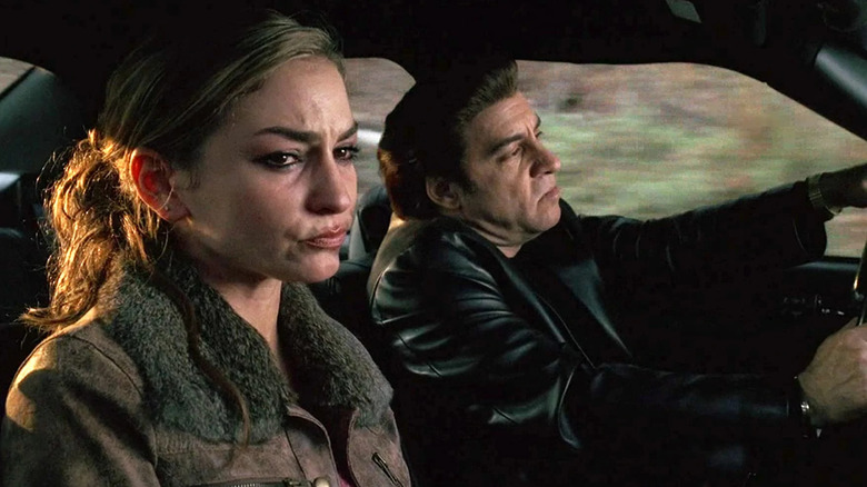 Silvio drives crying Adriana in The Sopranos