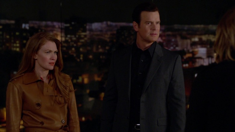 Mireille Enos and Peter Krause looking perplexed in The Catch
