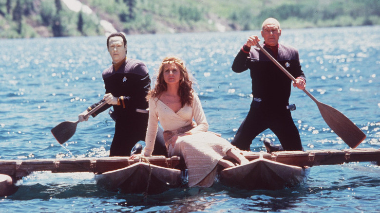 Picard and Data paddling boat