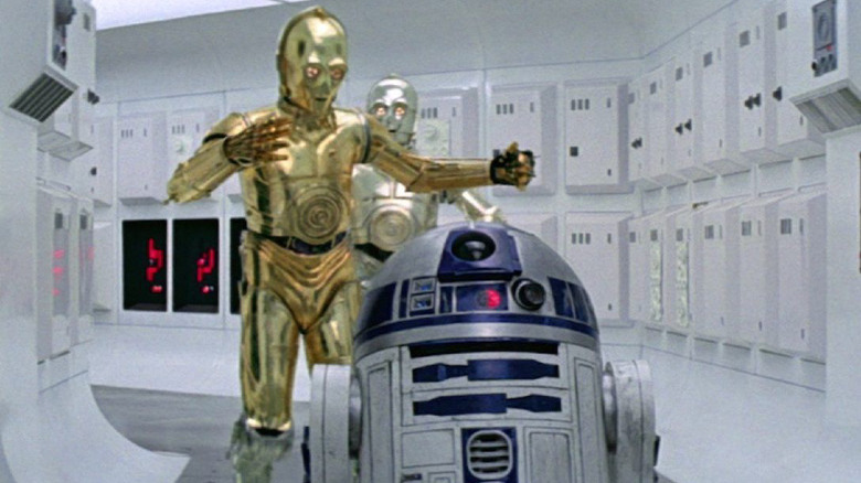 C-3PO and R2-D2 in Star Wars: A New Hope