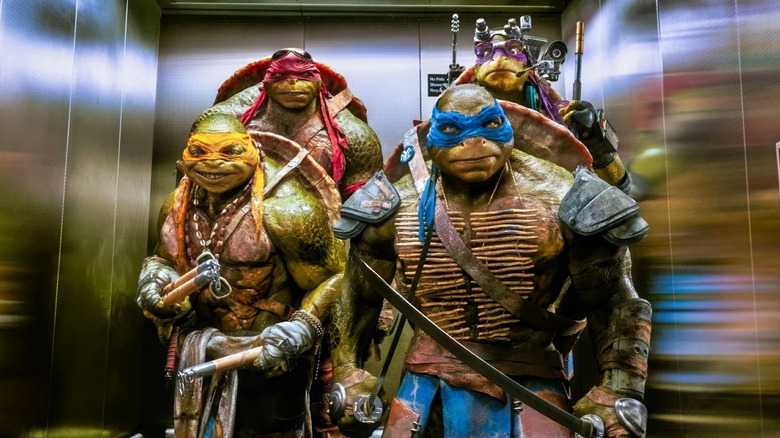 the TMNT in an elevator