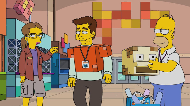 Daniel Radcliffe dengan Homer di konvensi video game di The Simpsons