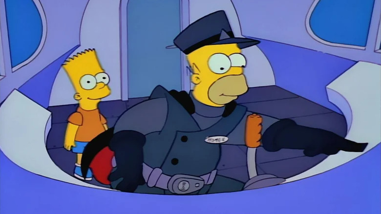 Homer showing Bart his monorail station on The Simpsons