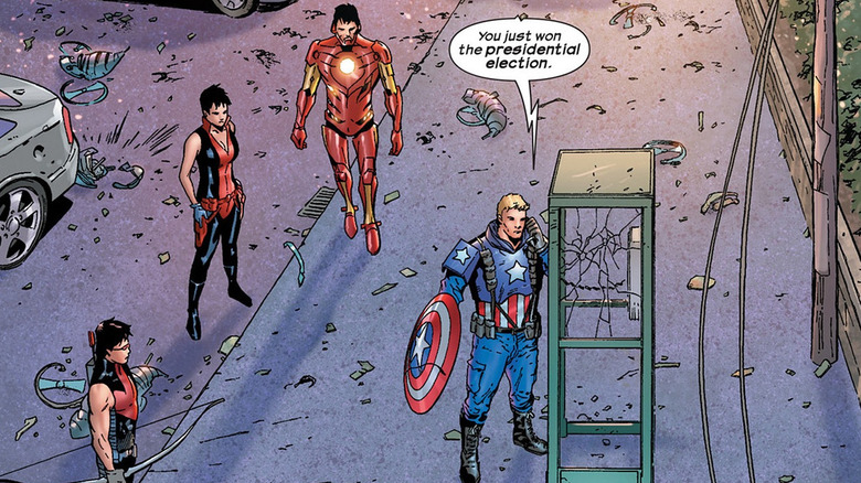 Ultimate Comics: Ultimates Captain America is told he's just won the presidential election