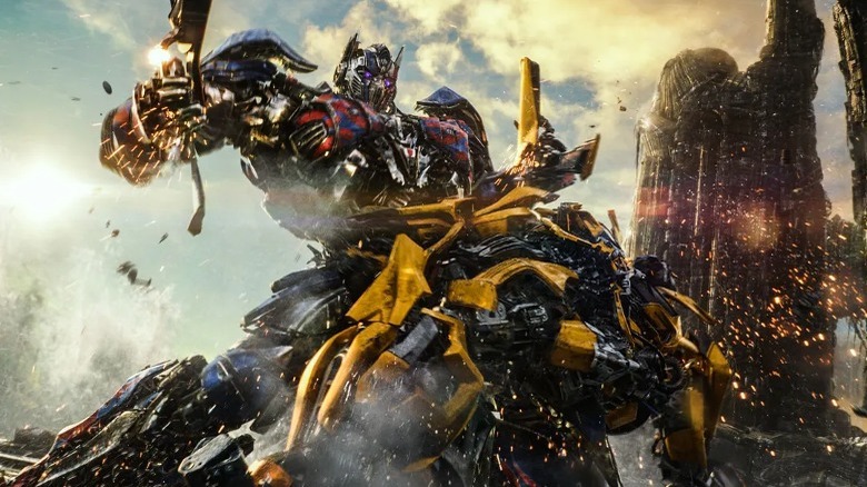 Optimus Prime fights Bumblebee