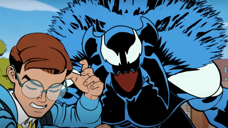 Venom symbiote roaring at Peter Parker in Your Friendly Neighborhood Spider-Man