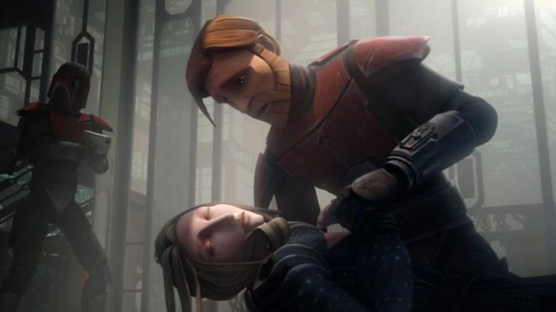 Obi-Wan Kenobi holds the Duchess Satine in her final moments