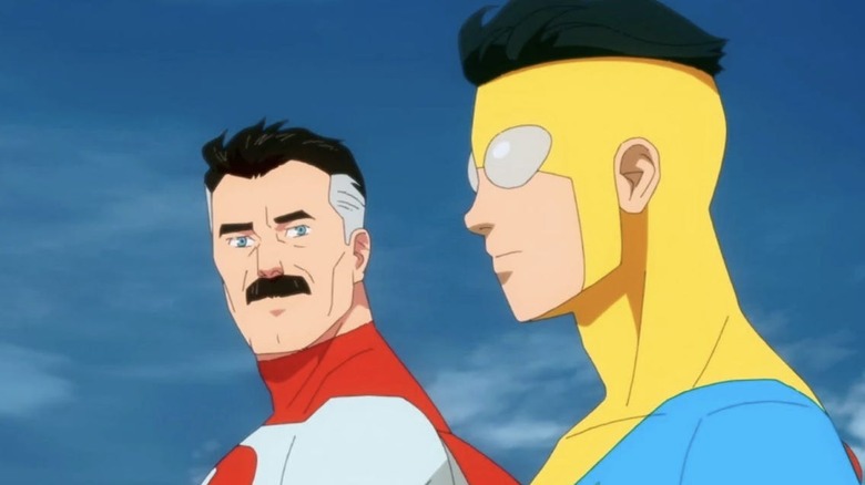 Mark voiced by Steven Yeun and Omni-Man voiced by JK Simmons