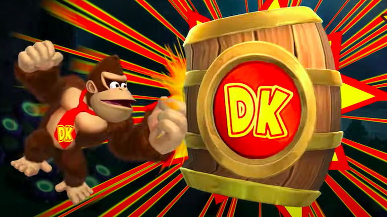 Donkey Kong Smashes a DK Barrel