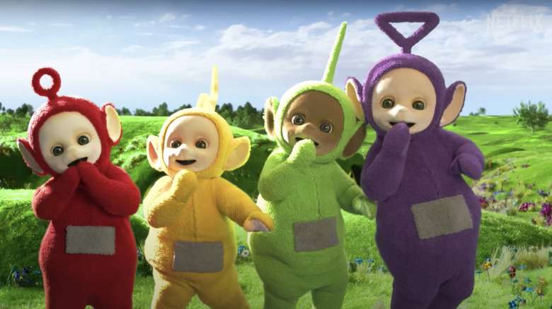 Po, Laa-Laa, Dipsy, and Tinky Winky on Teletubbies