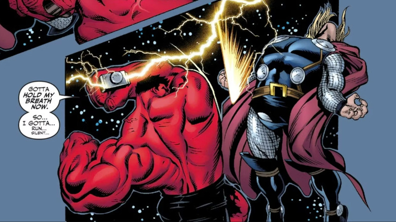 Red Hulk fighting Thor