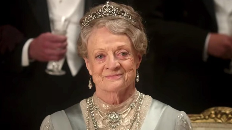 Maggie Smith smiling in Downton Abbey 