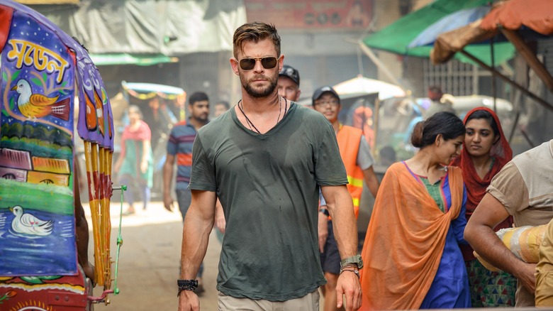 Chris Hemsworth as Tyler Rake in Extraction