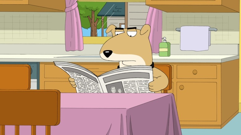 Vinny reading the newspaper on Family Guy