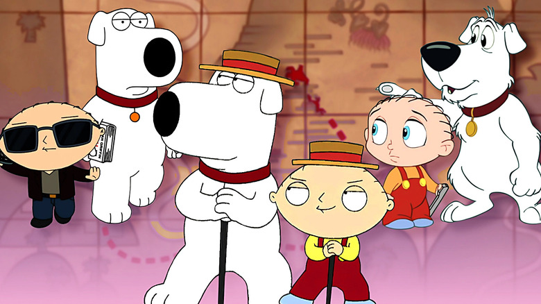 Stewie and Brian having fun together on Family Guy