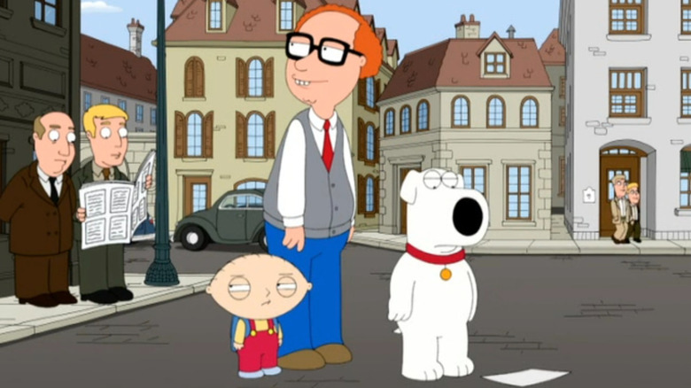 Mort, Stewie, and Brian in Berlin in Family Guy's Road to Germany