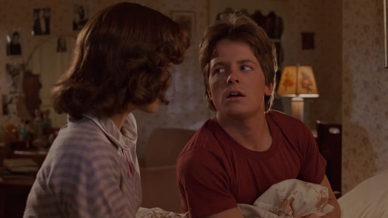 Marty McFly and his mom in bed in Back to the Future