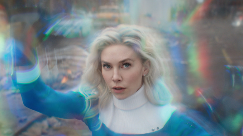 Vanessa Kirby as Susan Storm responded and shows her powers of invisibility in fantastic four: First steps