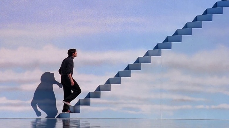 Jim Carrey on stairs The Truman Show