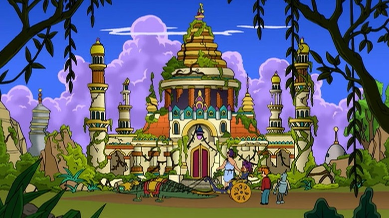 A gorgeous alien mansion on the cyclops planet in Futurama