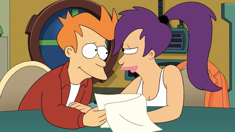 Fry and Leela in "Futurama."