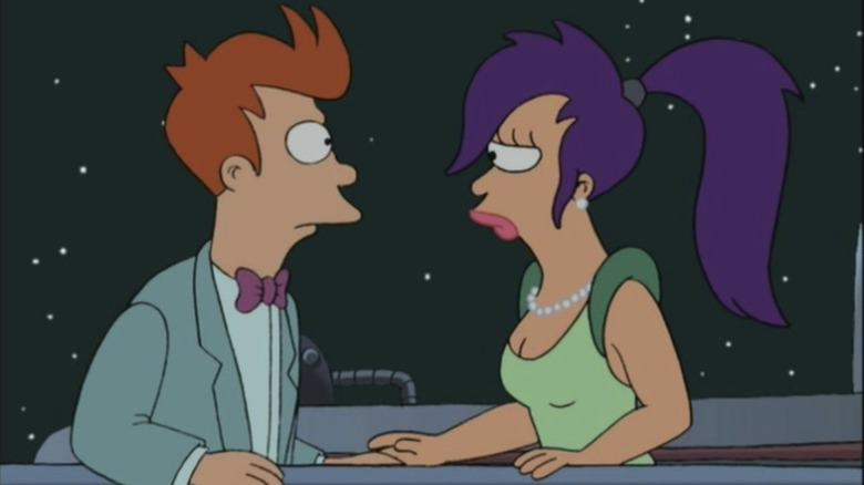 Futurama Fry and Leela almost kiss on Titanic