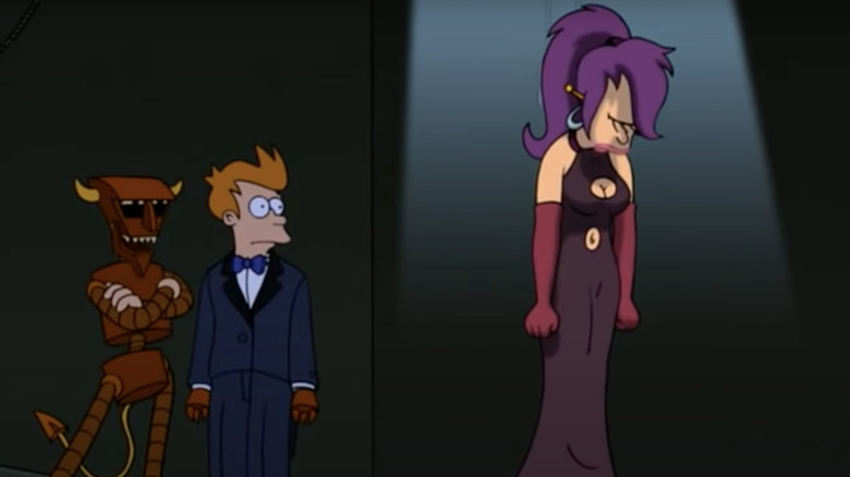 Futurama The Devil's Hands Are Idle Playthings Leela singing in the opera