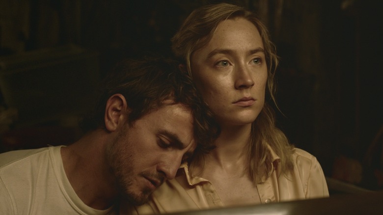 Saoirse and Paul on the set of Foe