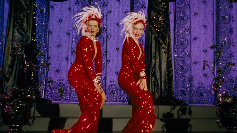 Jane Russell and Marilyn Monroe as showgirls in Gentlemen Prefer Blondes