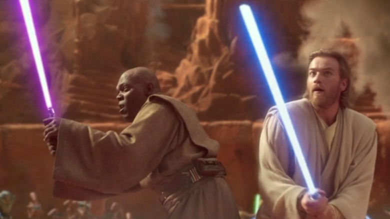 Samuel L. Jackson and Ewan McGregor in Attack of the Clones