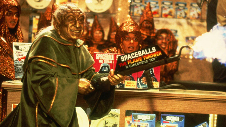 Mel Brooks with flamethrower Spaceballs