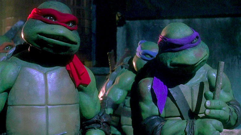 Josh Pais and Leif Tilden as Raphael and Donatello in Teenage Mutant Ninja Turtles