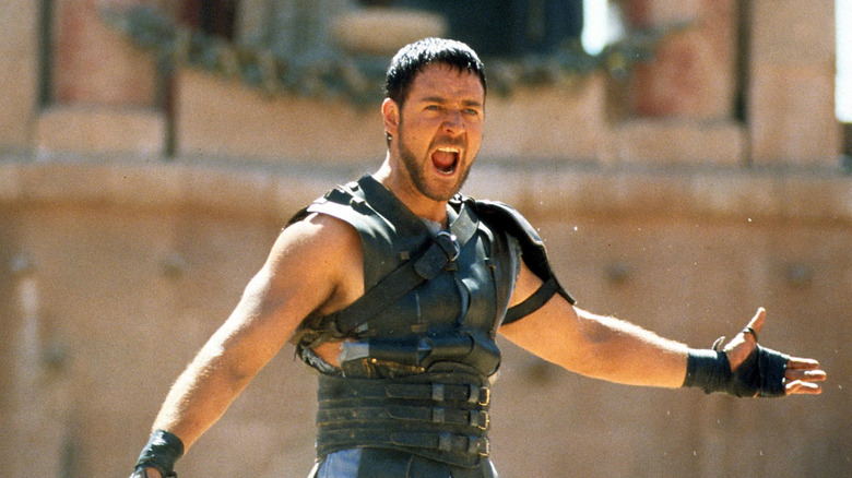 Maximus asking the crowd if they're entertained in Gladiator