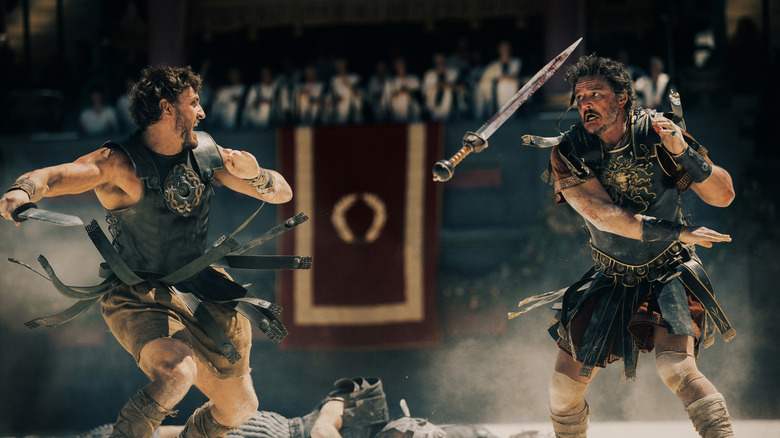 Lucius and Marcu Acacius fighting in Gladiator II