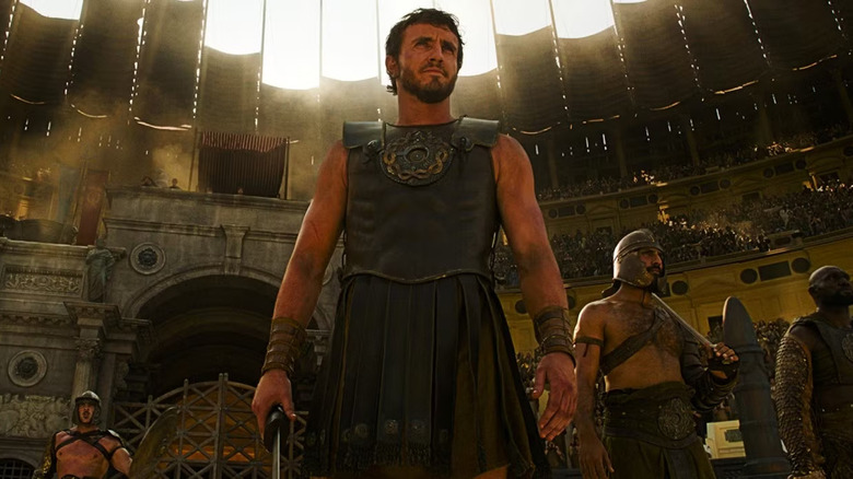 Lucius stands in the Colosseum in Gladiator 2