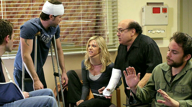 Charlie Day, Rob McElhenney, Glenn Howerton, Kaitlin Olson, and Danny Devito in It's Always Sunny in Philadelphia