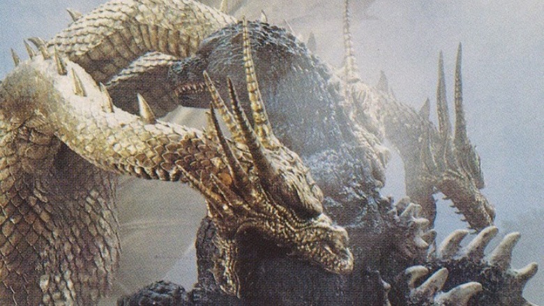 Godzilla fighting King Ghidorah