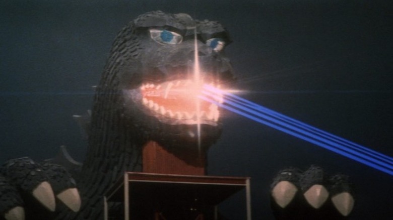 Godzilla shooting a mouth beam