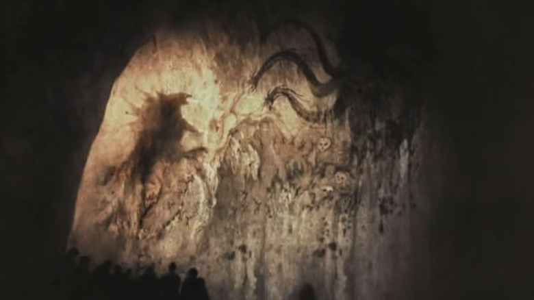 Cave paintings of Godzilla and King Ghidorah in Godzilla: King of the Monsters