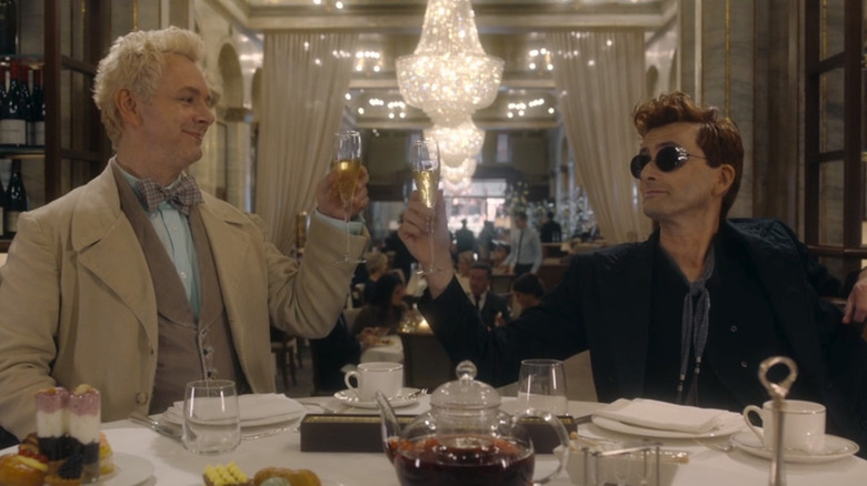 Aziraphale and Crowley dining at the Ritz