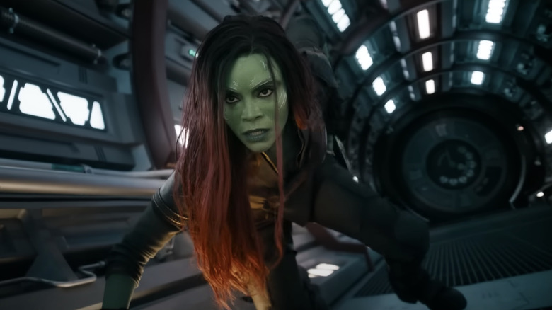 Zoe Saldana as Gamora in Guardians of the Galaxy Vol. 3