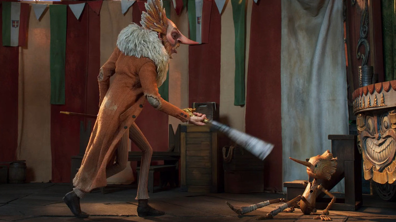 Christoph Waltz and Gregory Mann in Guillermo del Toro's Pinocchio