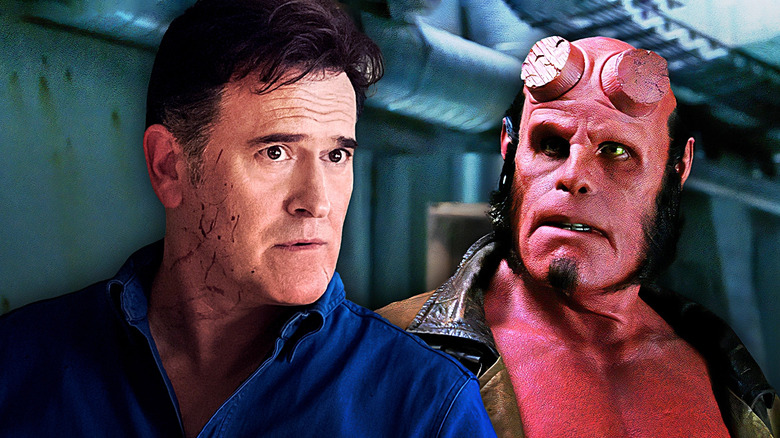 Bruce Campbell como Ash Williams ao lado de Ron Perlman como Hellboy