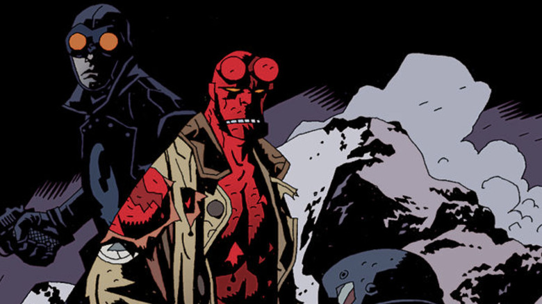 Lagosta Johnson e Hellboy juntos na capa de Hellboy: conquisteiro worm