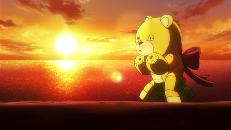 gundam build fighters jogging beargguy at sunset