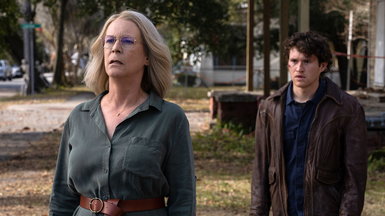 Jamie Lee Curtis and Rohan Campbell star in Halloween Ends (2022)